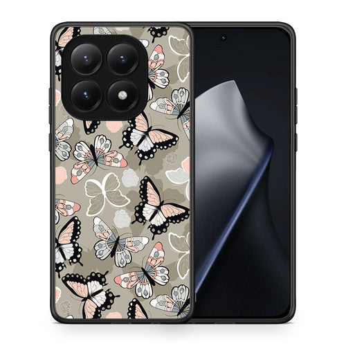 Θήκη Xiaomi 15T Butterflies Boho από τη Smartfits με σχέδιο στο πίσω μέρος και μαύρο περίβλημα | Xiaomi 15T Butterflies Boho case with colorful back and black bezels
