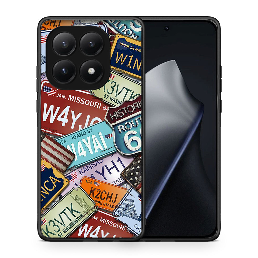 Θήκη Xiaomi 15T Car Plates από τη Smartfits με σχέδιο στο πίσω μέρος και μαύρο περίβλημα | Xiaomi 15T Car Plates case with colorful back and black bezels
