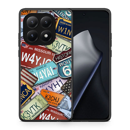 Θήκη Xiaomi 15T Car Plates από τη Smartfits με σχέδιο στο πίσω μέρος και μαύρο περίβλημα | Xiaomi 15T Car Plates case with colorful back and black bezels