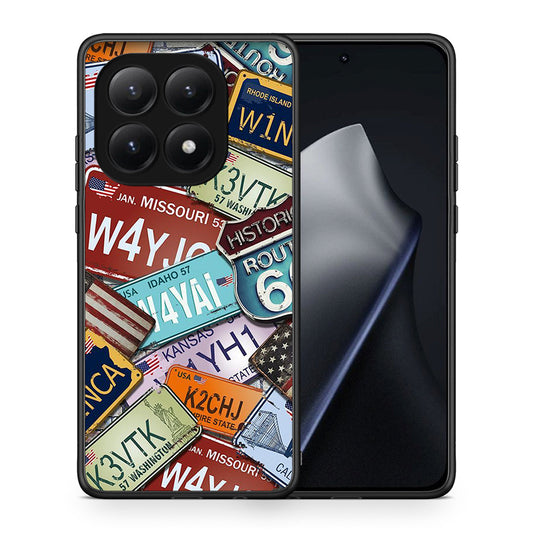 Θήκη Xiaomi 15T Car Plates από τη Smartfits με σχέδιο στο πίσω μέρος και μαύρο περίβλημα | Xiaomi 15T Car Plates case with colorful back and black bezels