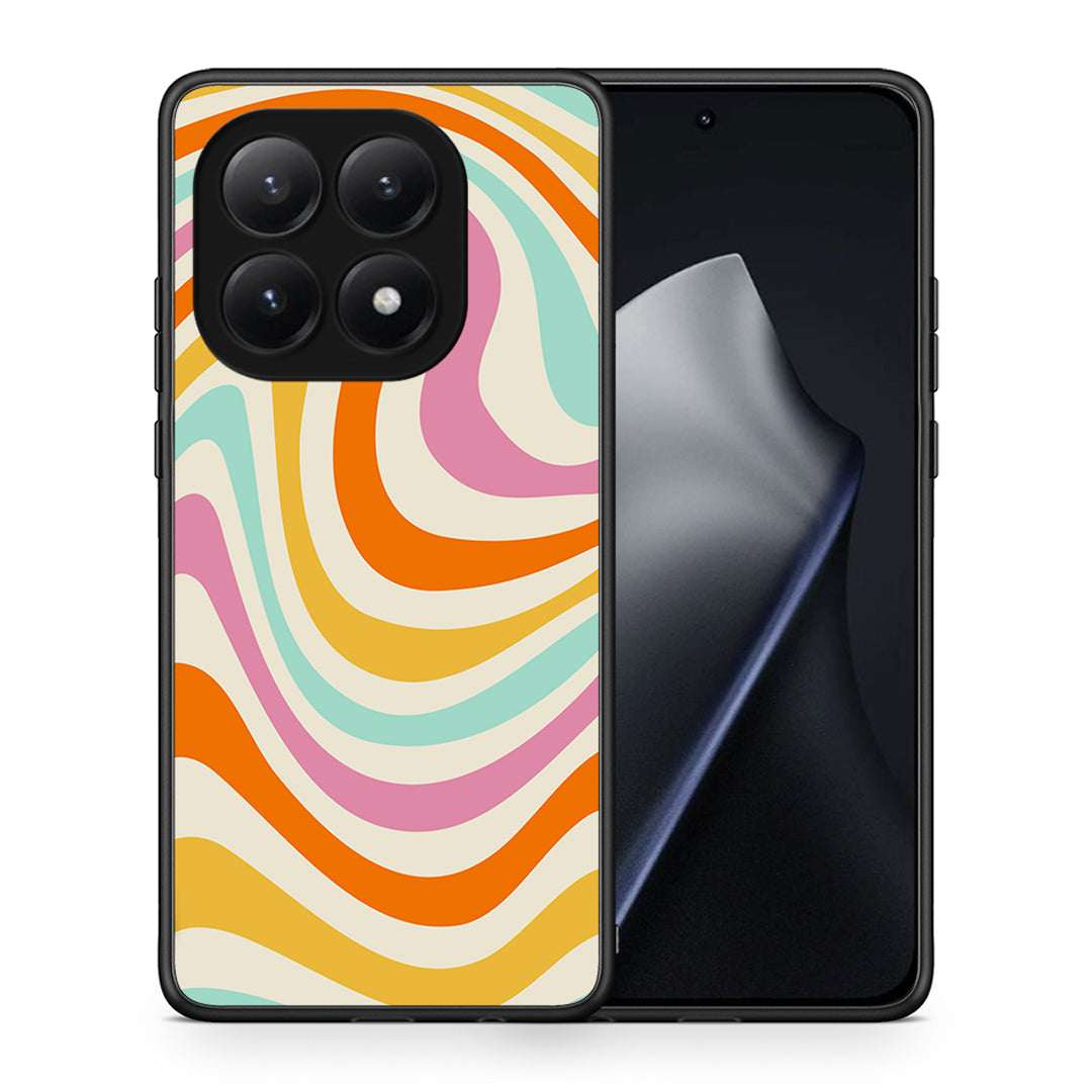 Θήκη Xiaomi 15T Colourful Waves από τη Smartfits με σχέδιο στο πίσω μέρος και μαύρο περίβλημα | Xiaomi 15T Colourful Waves case with colorful back and black bezels