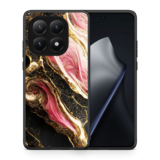 Θήκη Xiaomi 15T Glamorous Pink Marble από τη Smartfits με σχέδιο στο πίσω μέρος και μαύρο περίβλημα | Xiaomi 15T Glamorous Pink Marble case with colorful back and black bezels