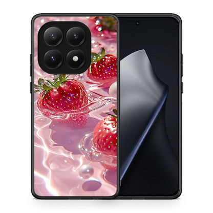 Θήκη Xiaomi 15T Juicy Strawberries από τη Smartfits με σχέδιο στο πίσω μέρος και μαύρο περίβλημα | Xiaomi 15T Juicy Strawberries case with colorful back and black bezels