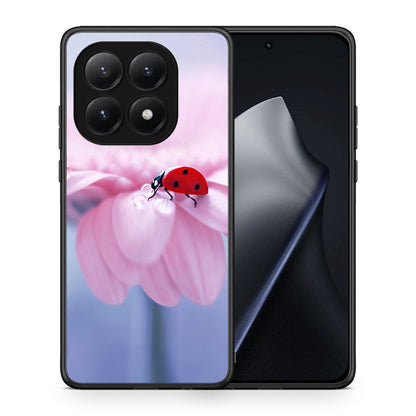 Θήκη Xiaomi 15T Ladybug Flower από τη Smartfits με σχέδιο στο πίσω μέρος και μαύρο περίβλημα | Xiaomi 15T Ladybug Flower case with colorful back and black bezels