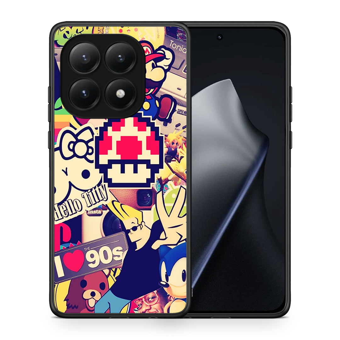 Θήκη Xiaomi 15T Love The 90s από τη Smartfits με σχέδιο στο πίσω μέρος και μαύρο περίβλημα | Xiaomi 15T Love The 90s case with colorful back and black bezels