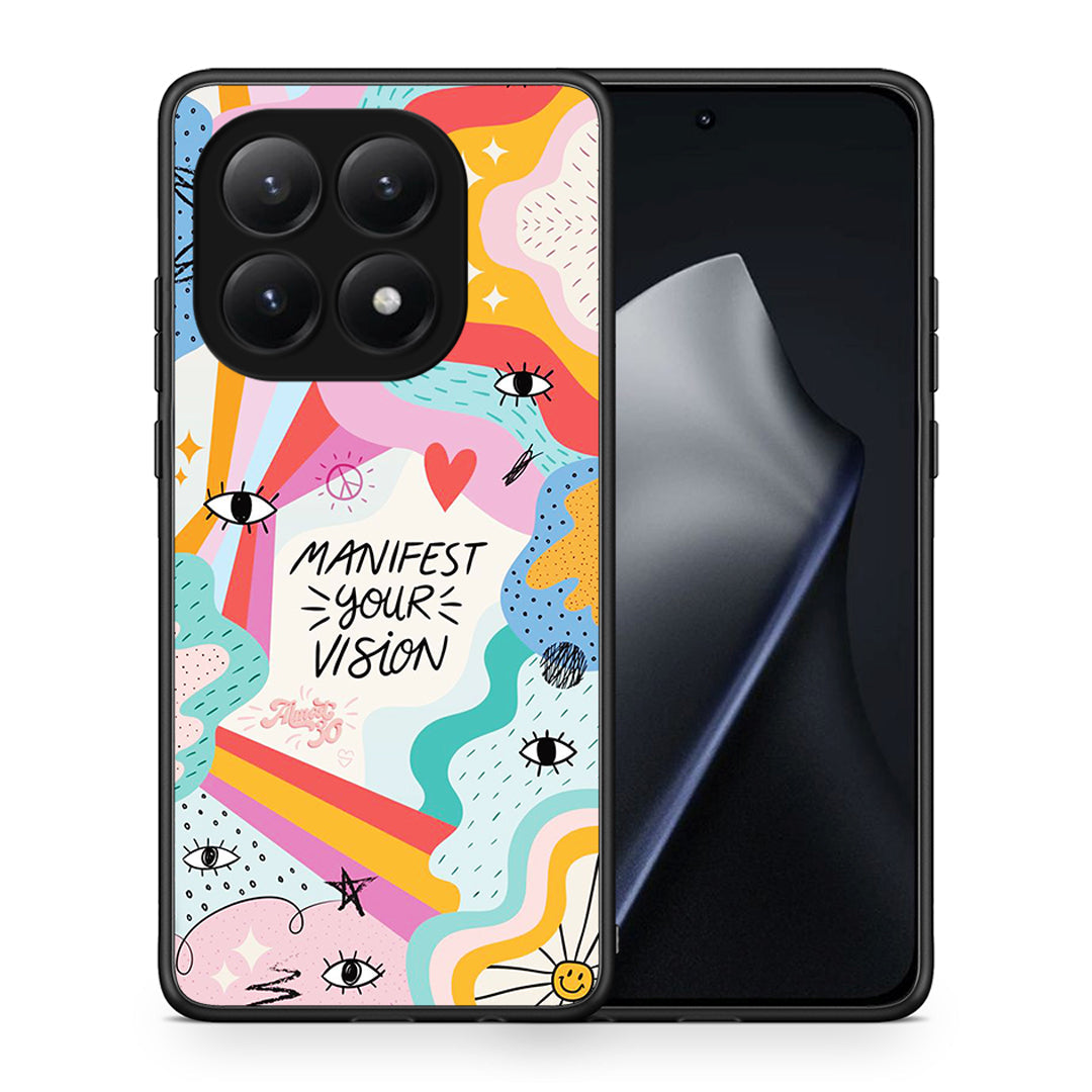 Θήκη Xiaomi 15T Manifest Your Vision από τη Smartfits με σχέδιο στο πίσω μέρος και μαύρο περίβλημα | Xiaomi 15T Manifest Your Vision case with colorful back and black bezels