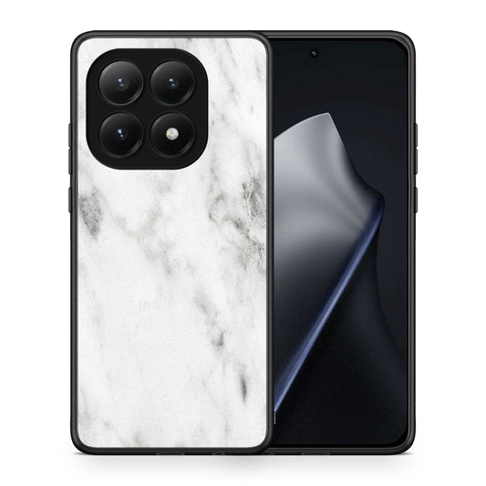 Θήκη Xiaomi 15T White Marble από τη Smartfits με σχέδιο στο πίσω μέρος και μαύρο περίβλημα | Xiaomi 15T White Marble case with colorful back and black bezels