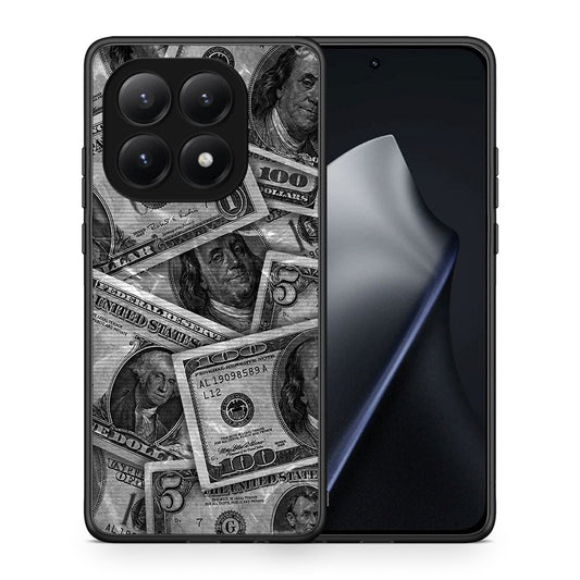 Θήκη Xiaomi 15T Money Dollars από τη Smartfits με σχέδιο στο πίσω μέρος και μαύρο περίβλημα | Xiaomi 15T Money Dollars case with colorful back and black bezels