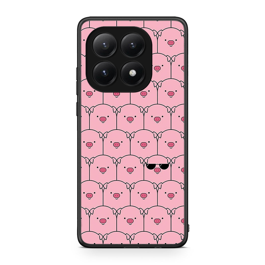 Xiaomi 15T Pig Glasses θήκη από τη Smartfits με σχέδιο στο πίσω μέρος και μαύρο περίβλημα | Smartphone case with colorful back and black bezels by Smartfits