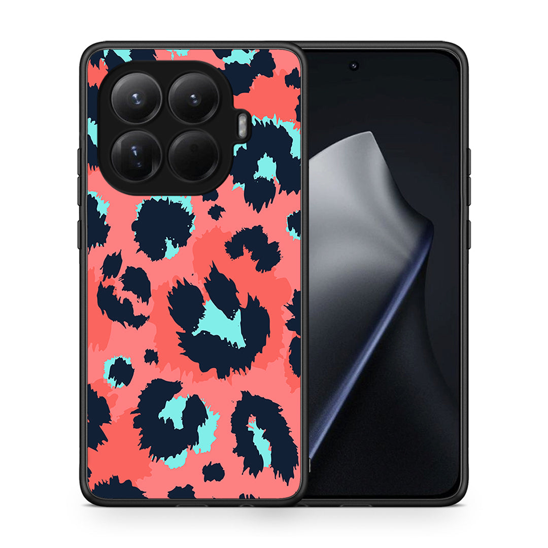 Θήκη Xiaomi 15T Pro Pink Leopard Animal από τη Smartfits με σχέδιο στο πίσω μέρος και μαύρο περίβλημα | Xiaomi 15T Pro Pink Leopard Animal case with colorful back and black bezels