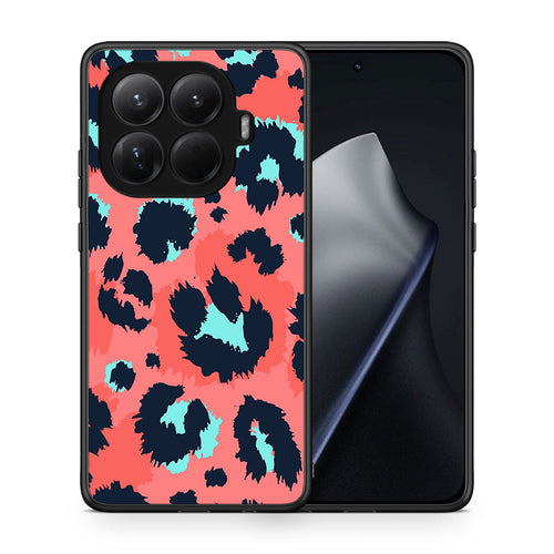 Θήκη Xiaomi 15T Pro Pink Leopard Animal από τη Smartfits με σχέδιο στο πίσω μέρος και μαύρο περίβλημα | Xiaomi 15T Pro Pink Leopard Animal case with colorful back and black bezels
