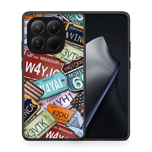 Θήκη Xiaomi 15T Pro Car Plates από τη Smartfits με σχέδιο στο πίσω μέρος και μαύρο περίβλημα | Xiaomi 15T Pro Car Plates case with colorful back and black bezels