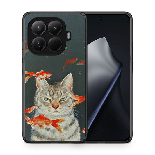Θήκη Xiaomi 15T Pro Cat Goldfish από τη Smartfits με σχέδιο στο πίσω μέρος και μαύρο περίβλημα | Xiaomi 15T Pro Cat Goldfish case with colorful back and black bezels