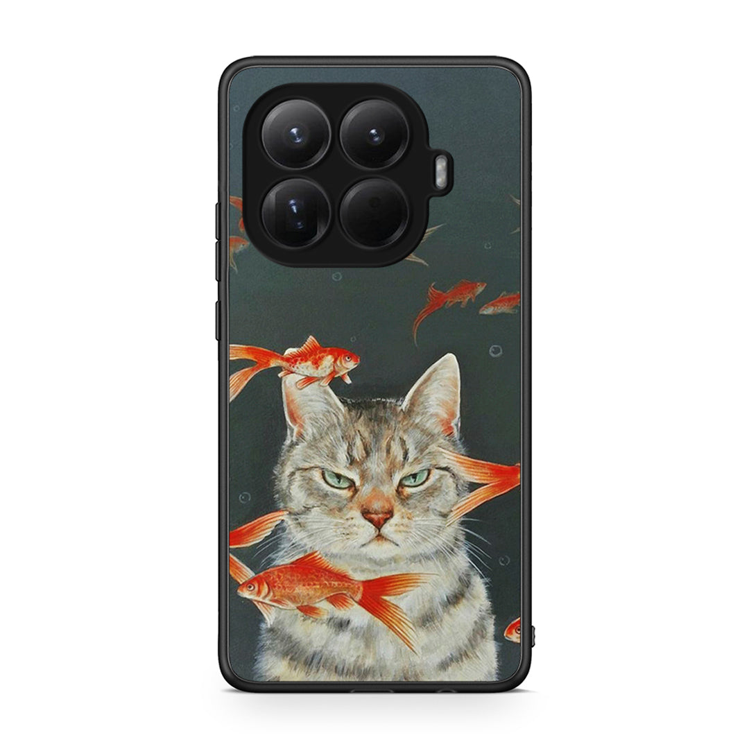 Xiaomi 15T Pro Cat Goldfish θήκη από τη Smartfits με σχέδιο στο πίσω μέρος και μαύρο περίβλημα | Smartphone case with colorful back and black bezels by Smartfits