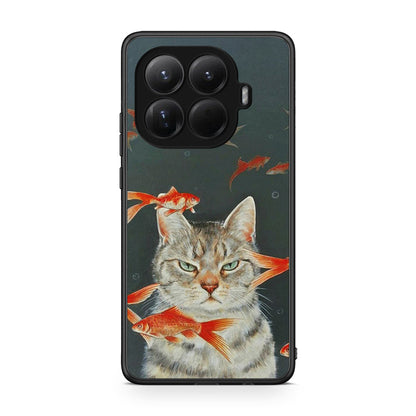 Xiaomi 15T Pro Cat Goldfish θήκη από τη Smartfits με σχέδιο στο πίσω μέρος και μαύρο περίβλημα | Smartphone case with colorful back and black bezels by Smartfits