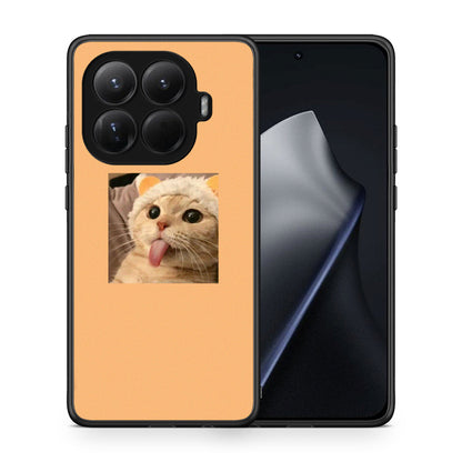 Θήκη Xiaomi 15T Pro Cat Tongue από τη Smartfits με σχέδιο στο πίσω μέρος και μαύρο περίβλημα | Xiaomi 15T Pro Cat Tongue case with colorful back and black bezels