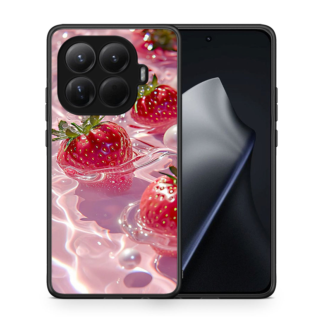 Θήκη Xiaomi 15T Pro Juicy Strawberries από τη Smartfits με σχέδιο στο πίσω μέρος και μαύρο περίβλημα | Xiaomi 15T Pro Juicy Strawberries case with colorful back and black bezels