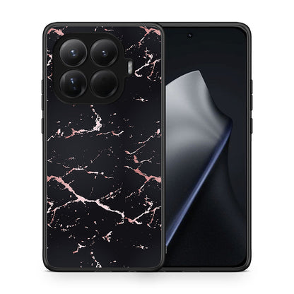 Θήκη Xiaomi 15T Pro Black Rosegold Marble από τη Smartfits με σχέδιο στο πίσω μέρος και μαύρο περίβλημα | Xiaomi 15T Pro Black Rosegold Marble case with colorful back and black bezels