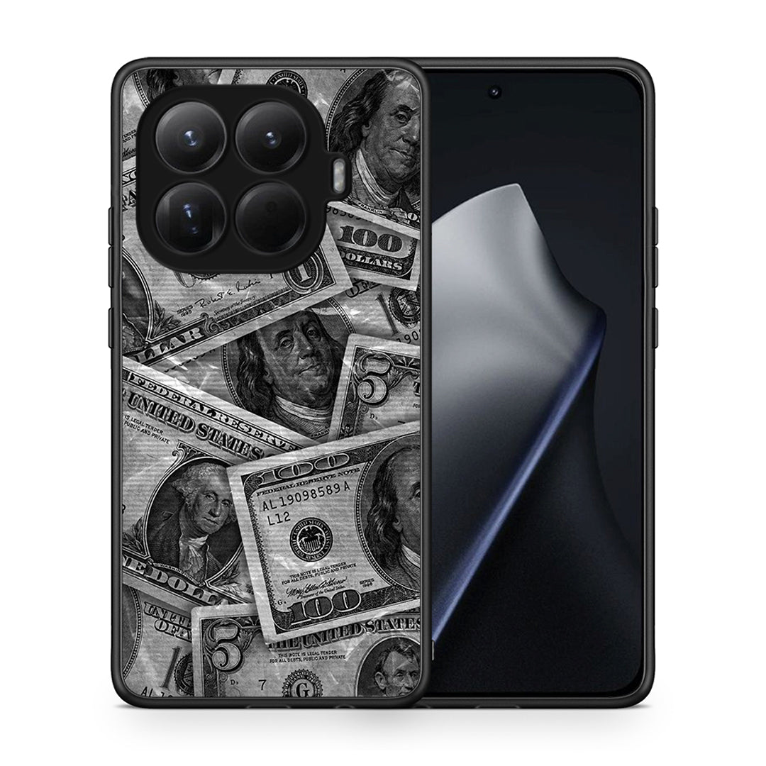Θήκη Xiaomi 15T Pro Money Dollars από τη Smartfits με σχέδιο στο πίσω μέρος και μαύρο περίβλημα | Xiaomi 15T Pro Money Dollars case with colorful back and black bezels