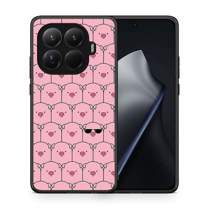 Θήκη Xiaomi 15T Pro Pig Glasses από τη Smartfits με σχέδιο στο πίσω μέρος και μαύρο περίβλημα | Xiaomi 15T Pro Pig Glasses case with colorful back and black bezels
