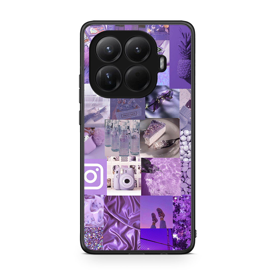 Xiaomi 15T Pro Purple Aesthetic Collage θήκη από τη Smartfits με σχέδιο στο πίσω μέρος και μαύρο περίβλημα | Smartphone case with colorful back and black bezels by Smartfits