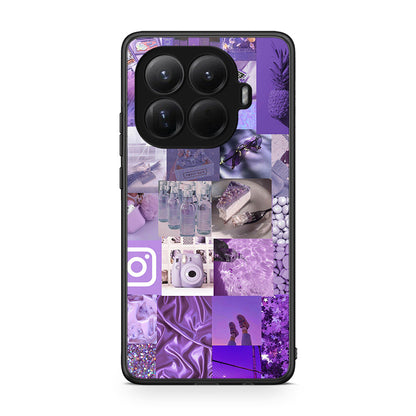 Xiaomi 15T Pro Purple Aesthetic Collage θήκη από τη Smartfits με σχέδιο στο πίσω μέρος και μαύρο περίβλημα | Smartphone case with colorful back and black bezels by Smartfits