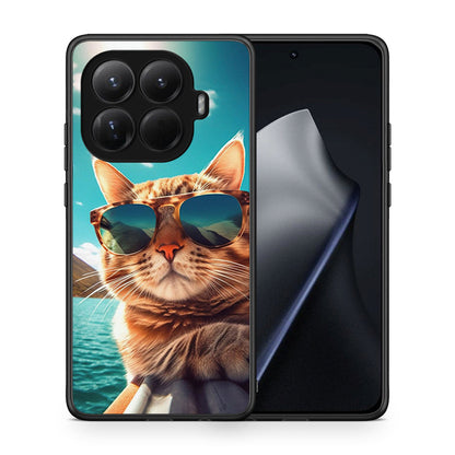 Θήκη Xiaomi 15T Pro Summer Cat από τη Smartfits με σχέδιο στο πίσω μέρος και μαύρο περίβλημα | Xiaomi 15T Pro Summer Cat case with colorful back and black bezels