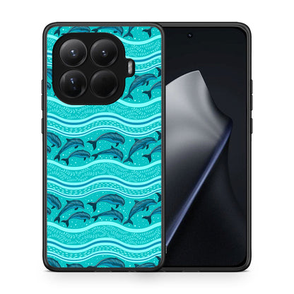 Θήκη Xiaomi 15T Pro Swimming Dolphins από τη Smartfits με σχέδιο στο πίσω μέρος και μαύρο περίβλημα | Xiaomi 15T Pro Swimming Dolphins case with colorful back and black bezels