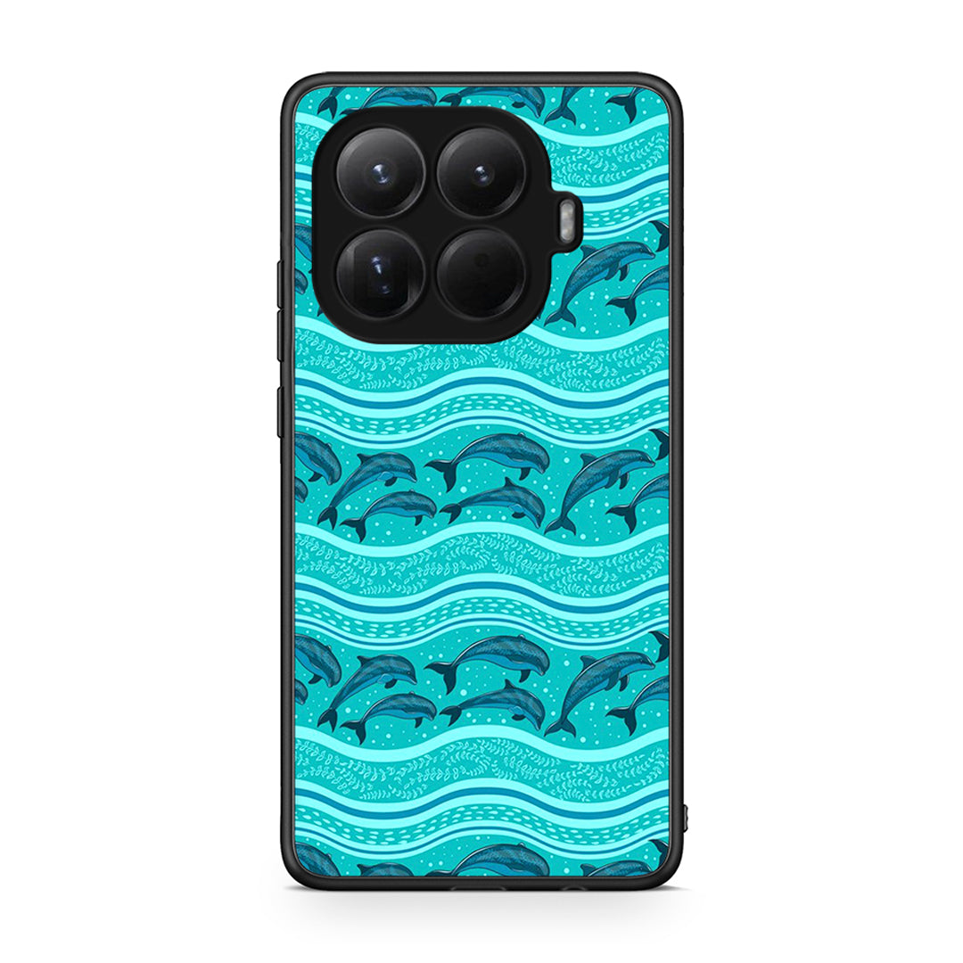 Xiaomi 15T Pro Swimming Dolphins θήκη από τη Smartfits με σχέδιο στο πίσω μέρος και μαύρο περίβλημα | Smartphone case with colorful back and black bezels by Smartfits