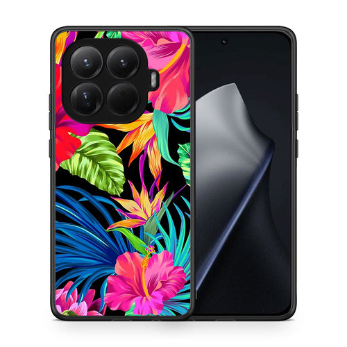 Θήκη Xiaomi 15T Pro Tropical Flowers από τη Smartfits με σχέδιο στο πίσω μέρος και μαύρο περίβλημα | Xiaomi 15T Pro Tropical Flowers case with colorful back and black bezels