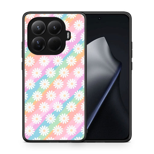 Θήκη Xiaomi 15T Pro White Daisies από τη Smartfits με σχέδιο στο πίσω μέρος και μαύρο περίβλημα | Xiaomi 15T Pro White Daisies case with colorful back and black bezels