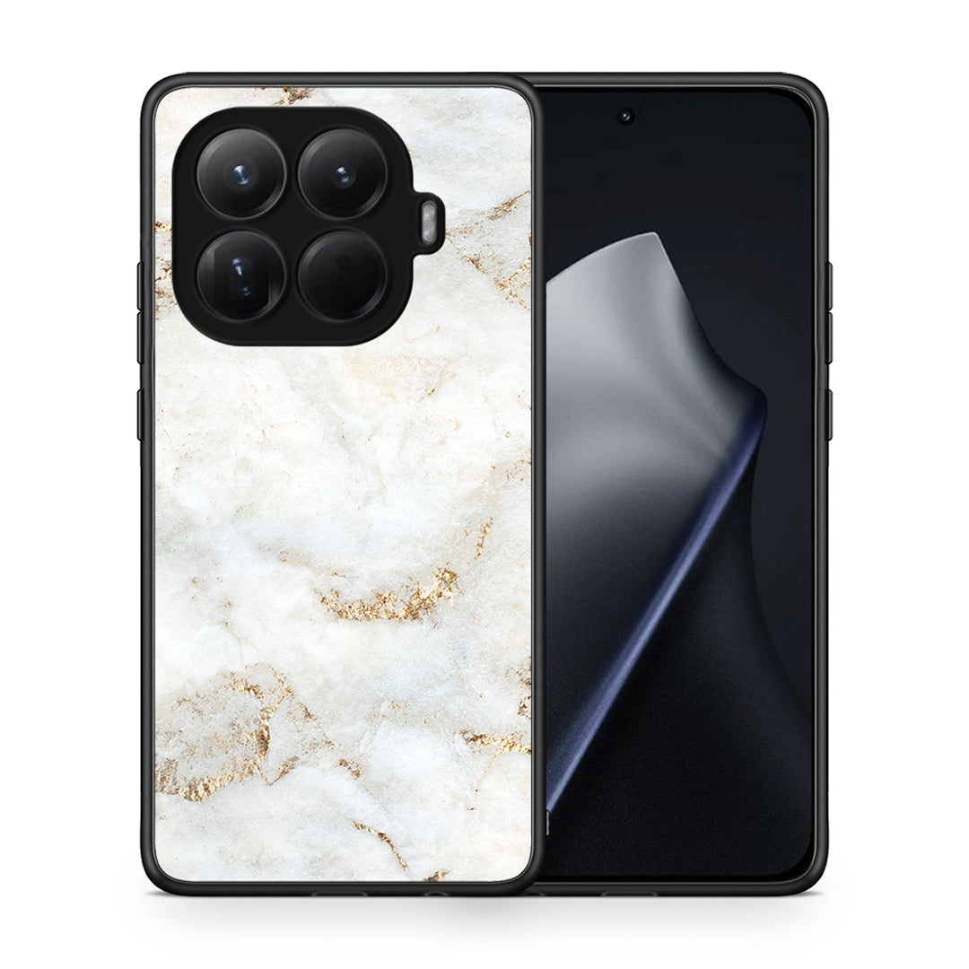Θήκη Xiaomi 15T Pro White Gold Marble από τη Smartfits με σχέδιο στο πίσω μέρος και μαύρο περίβλημα | Xiaomi 15T Pro White Gold Marble case with colorful back and black bezels