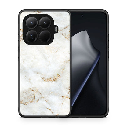 Θήκη Xiaomi 15T Pro White Gold Marble από τη Smartfits με σχέδιο στο πίσω μέρος και μαύρο περίβλημα | Xiaomi 15T Pro White Gold Marble case with colorful back and black bezels