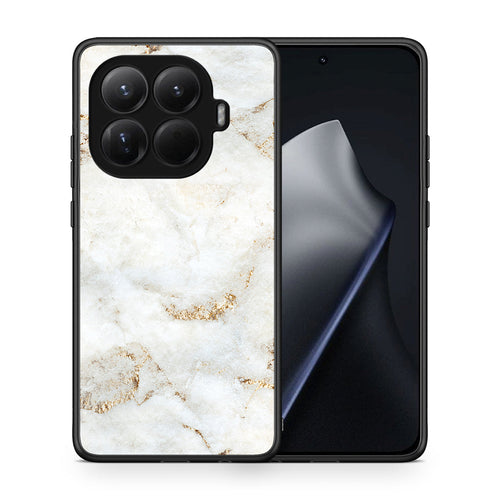Θήκη Xiaomi 15T Pro White Gold Marble από τη Smartfits με σχέδιο στο πίσω μέρος και μαύρο περίβλημα | Xiaomi 15T Pro White Gold Marble case with colorful back and black bezels