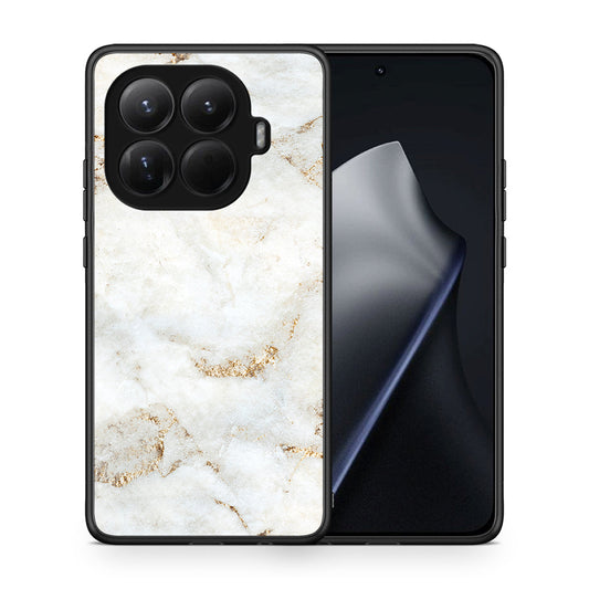 Θήκη Xiaomi 15T Pro White Gold Marble από τη Smartfits με σχέδιο στο πίσω μέρος και μαύρο περίβλημα | Xiaomi 15T Pro White Gold Marble case with colorful back and black bezels