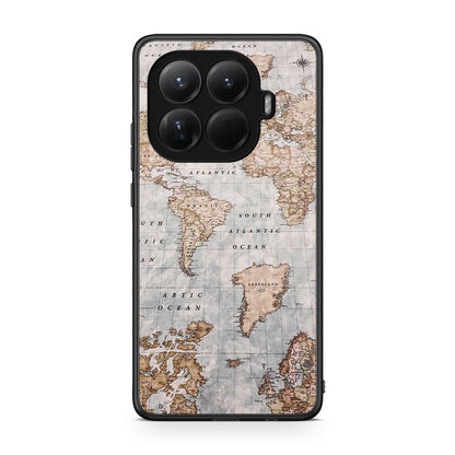 Xiaomi 15T Pro World Map Θήκη από τη Smartfits με σχέδιο στο πίσω μέρος και μαύρο περίβλημα | Smartphone case with colorful back and black bezels by Smartfits