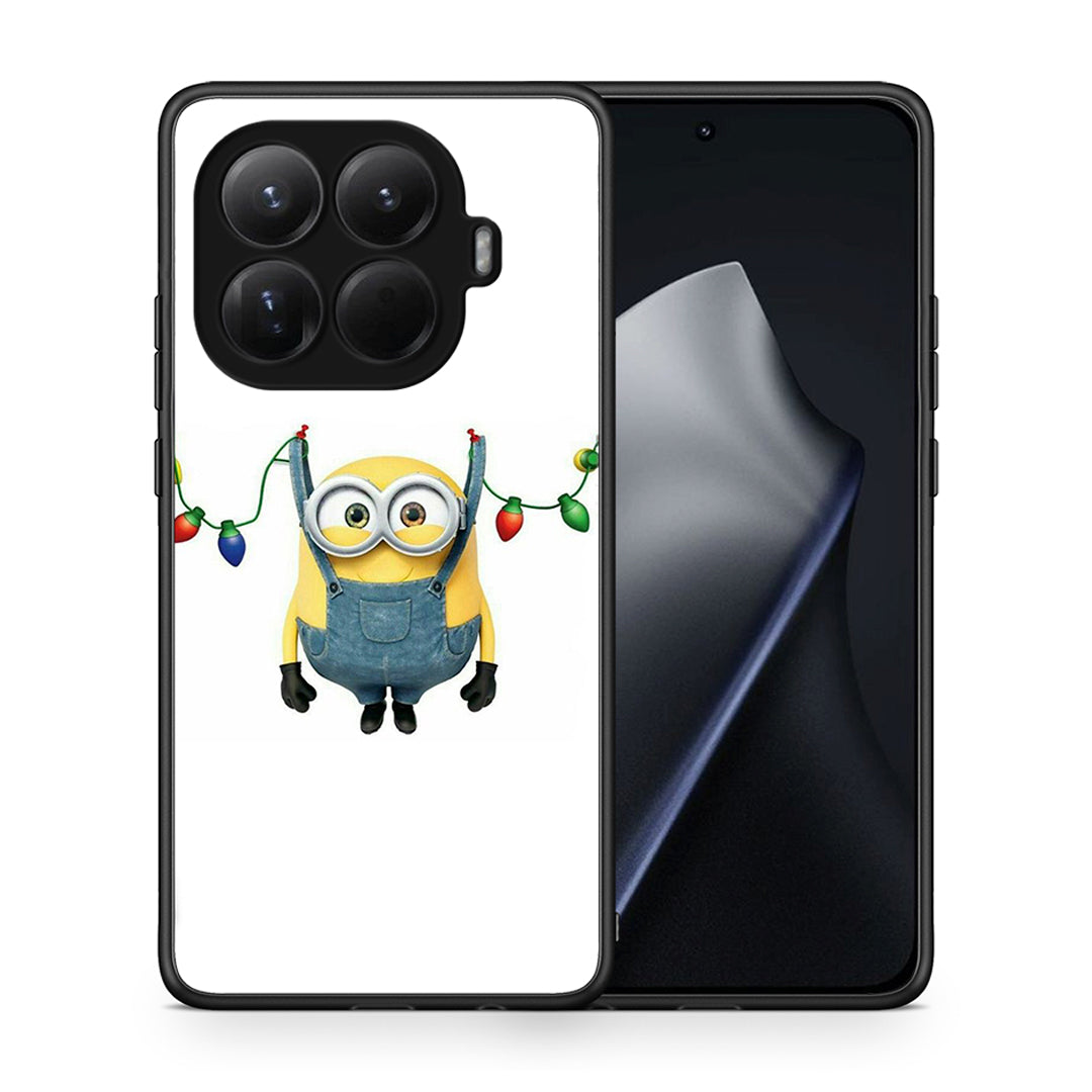 Θήκη Xiaomi 15T Pro Xmas Minion Lights από τη Smartfits με σχέδιο στο πίσω μέρος και μαύρο περίβλημα | Xiaomi 15T Pro Xmas Minion Lights case with colorful back and black bezels