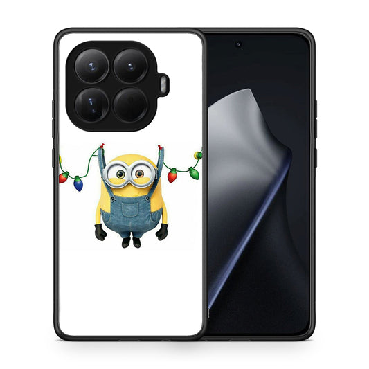 Θήκη Xiaomi 15T Pro Xmas Minion Lights από τη Smartfits με σχέδιο στο πίσω μέρος και μαύρο περίβλημα | Xiaomi 15T Pro Xmas Minion Lights case with colorful back and black bezels