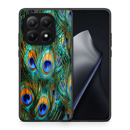 Θήκη Xiaomi 15T Real Peacock Feathers από τη Smartfits με σχέδιο στο πίσω μέρος και μαύρο περίβλημα | Xiaomi 15T Real Peacock Feathers case with colorful back and black bezels