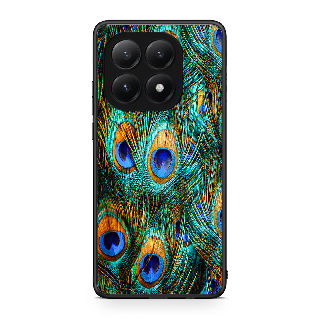 Xiaomi 15T Real Peacock Feathers θήκη από τη Smartfits με σχέδιο στο πίσω μέρος και μαύρο περίβλημα | Smartphone case with colorful back and black bezels by Smartfits