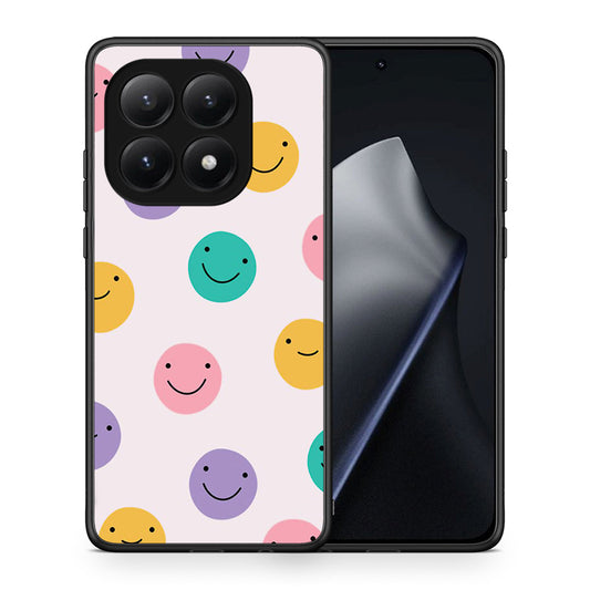 Θήκη Xiaomi 15T Smiley Faces από τη Smartfits με σχέδιο στο πίσω μέρος και μαύρο περίβλημα | Xiaomi 15T Smiley Faces case with colorful back and black bezels