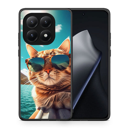 Θήκη Xiaomi 15T Summer Cat από τη Smartfits με σχέδιο στο πίσω μέρος και μαύρο περίβλημα | Xiaomi 15T Summer Cat case with colorful back and black bezels