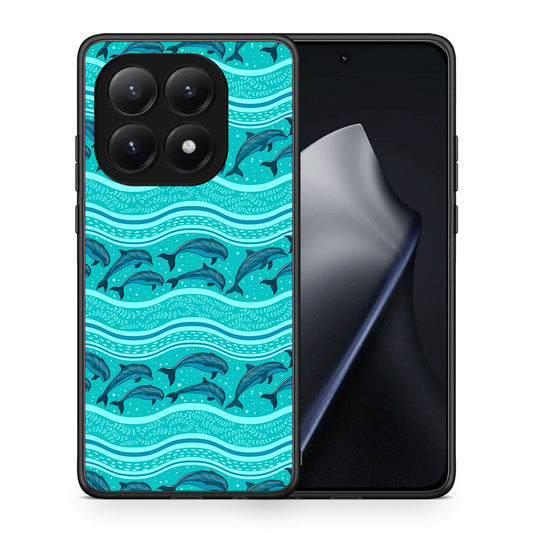 Θήκη Xiaomi 15T Swimming Dolphins από τη Smartfits με σχέδιο στο πίσω μέρος και μαύρο περίβλημα | Xiaomi 15T Swimming Dolphins case with colorful back and black bezels
