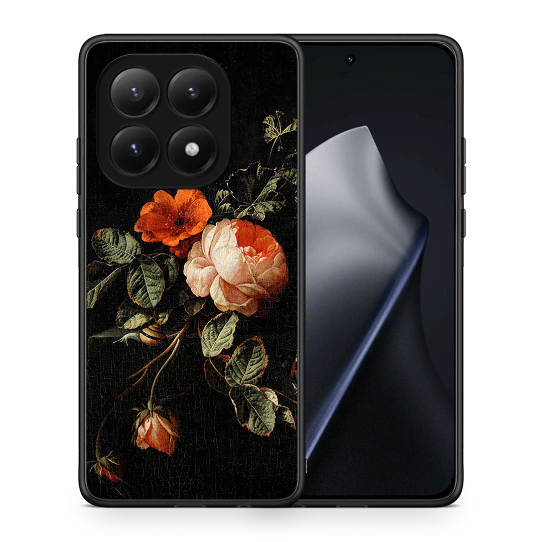 Θήκη Xiaomi 15T Vintage Roses από τη Smartfits με σχέδιο στο πίσω μέρος και μαύρο περίβλημα | Xiaomi 15T Vintage Roses case with colorful back and black bezels