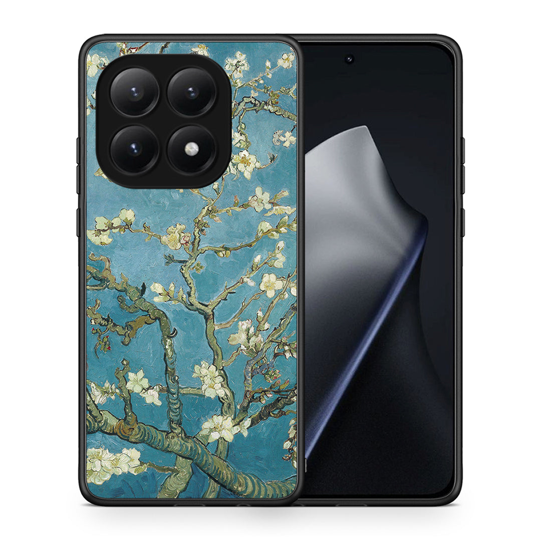 Θήκη Xiaomi 15T White Blossoms από τη Smartfits με σχέδιο στο πίσω μέρος και μαύρο περίβλημα | Xiaomi 15T White Blossoms case with colorful back and black bezels