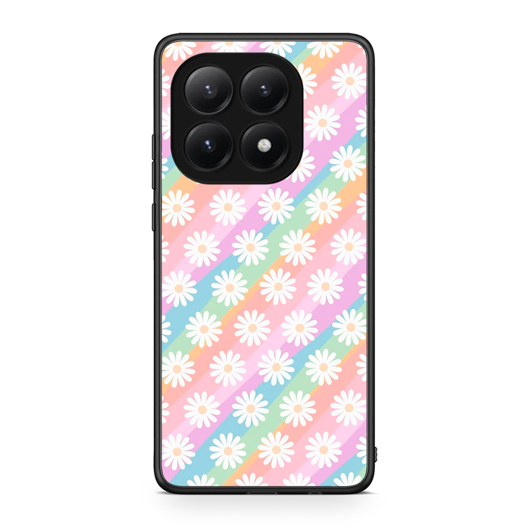 Xiaomi 15T White Daisies θήκη από τη Smartfits με σχέδιο στο πίσω μέρος και μαύρο περίβλημα | Smartphone case with colorful back and black bezels by Smartfits