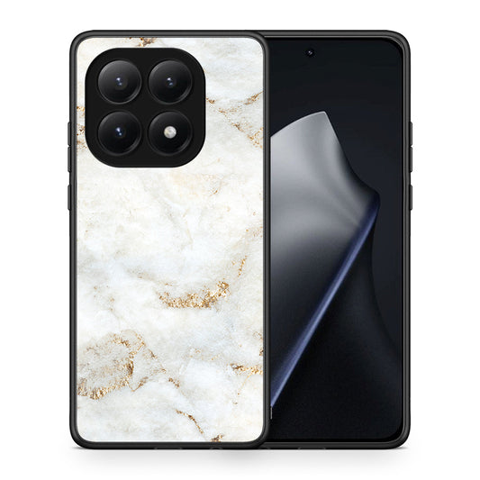 Θήκη Xiaomi 15T White Gold Marble από τη Smartfits με σχέδιο στο πίσω μέρος και μαύρο περίβλημα | Xiaomi 15T White Gold Marble case with colorful back and black bezels
