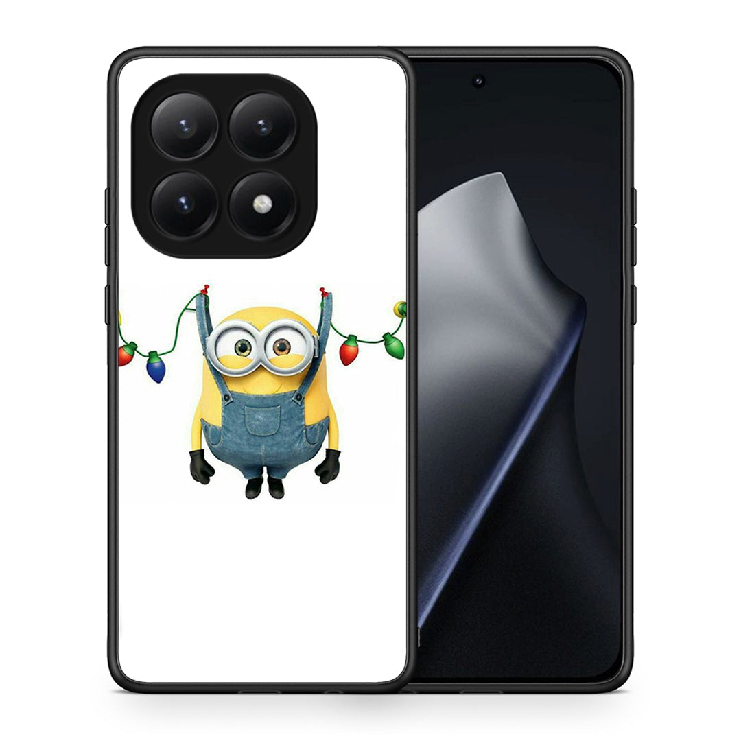 Θήκη Xiaomi 15T Xmas Minion Lights από τη Smartfits με σχέδιο στο πίσω μέρος και μαύρο περίβλημα | Xiaomi 15T Xmas Minion Lights case with colorful back and black bezels