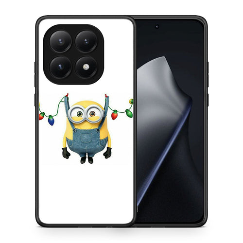 Θήκη Xiaomi 15T Xmas Minion Lights από τη Smartfits με σχέδιο στο πίσω μέρος και μαύρο περίβλημα | Xiaomi 15T Xmas Minion Lights case with colorful back and black bezels