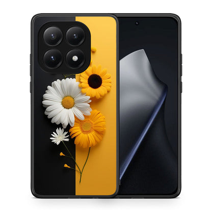 Θήκη Xiaomi 15T Yellow Daisies από τη Smartfits με σχέδιο στο πίσω μέρος και μαύρο περίβλημα | Xiaomi 15T Yellow Daisies case with colorful back and black bezels